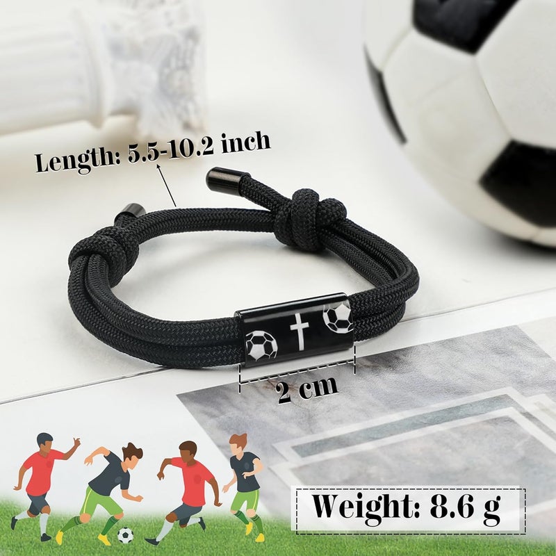 PEALICIOUS Mens Cross Bracelet as Boys Valentine Gifts, Soccer Baseball Joshua 1 9 Cross Bracelet Basketball Philippians 4:13 Accessories as Christian Valentines for Sons Baptism Confirmation - Image 4